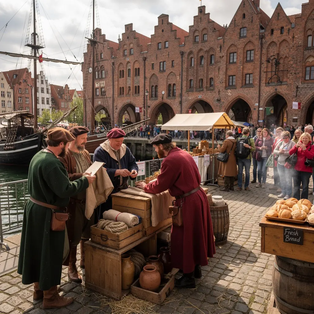 Fischerboote im Hafen von Stralsund, die das maritime Erbe der Stadt repräsentieren.